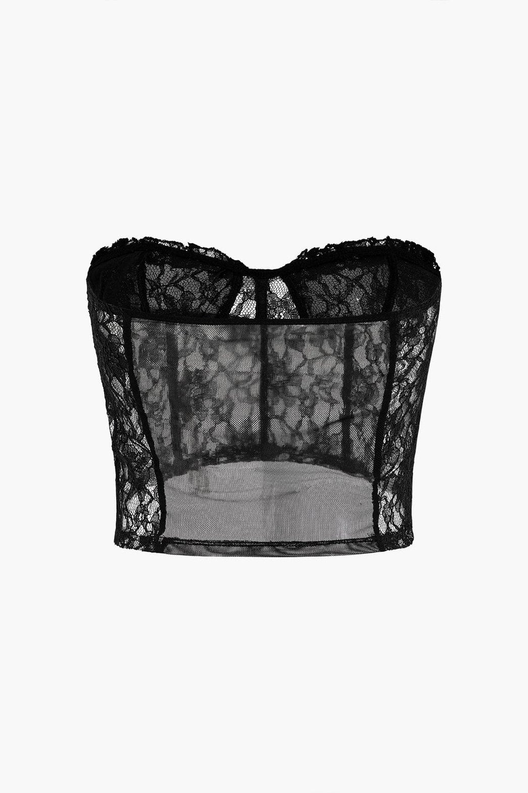 Top bustier en dentelle vue de dos satin