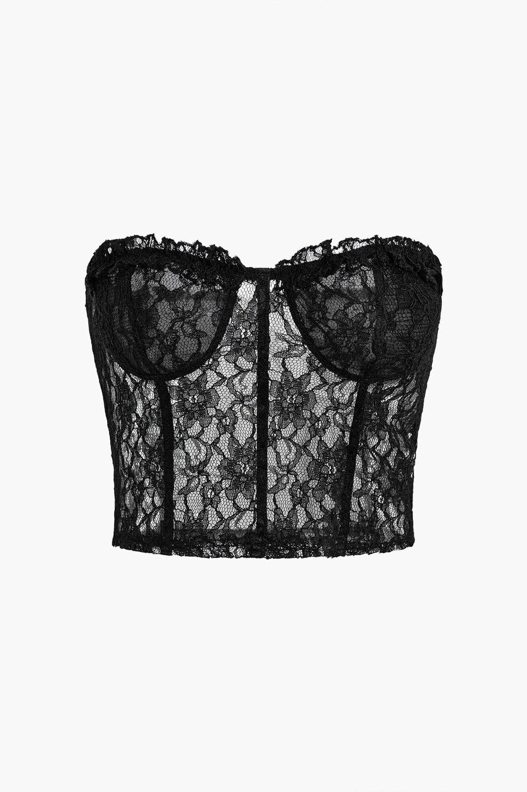 Top bustier en dentelle noire élégant velours