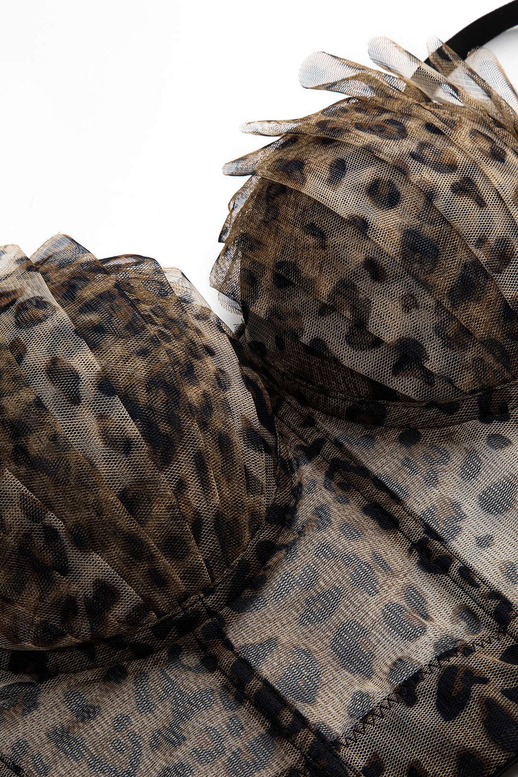 Top léopard détail tissu tulle lune