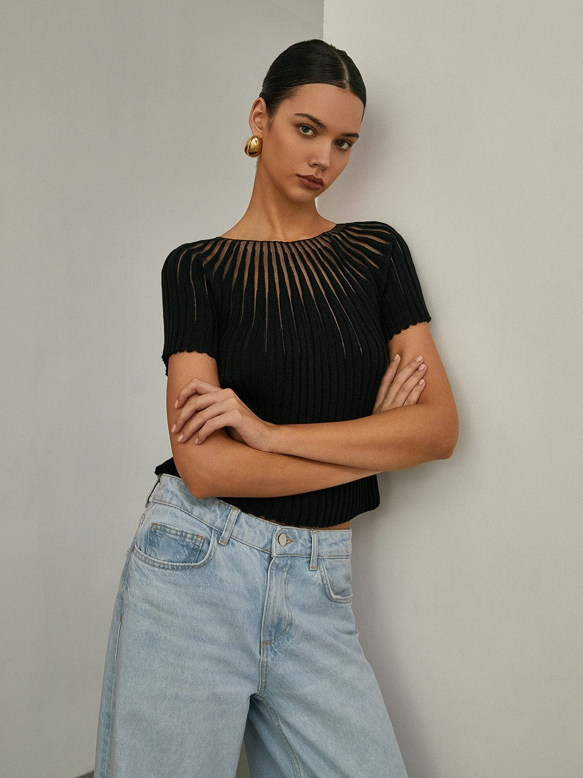 Top tricot moulant grâce