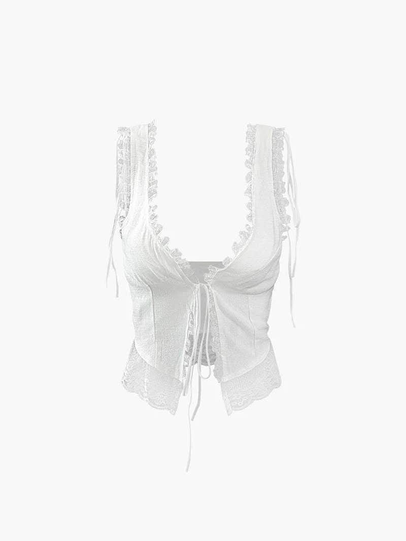 Top blanc dentelle légèreté