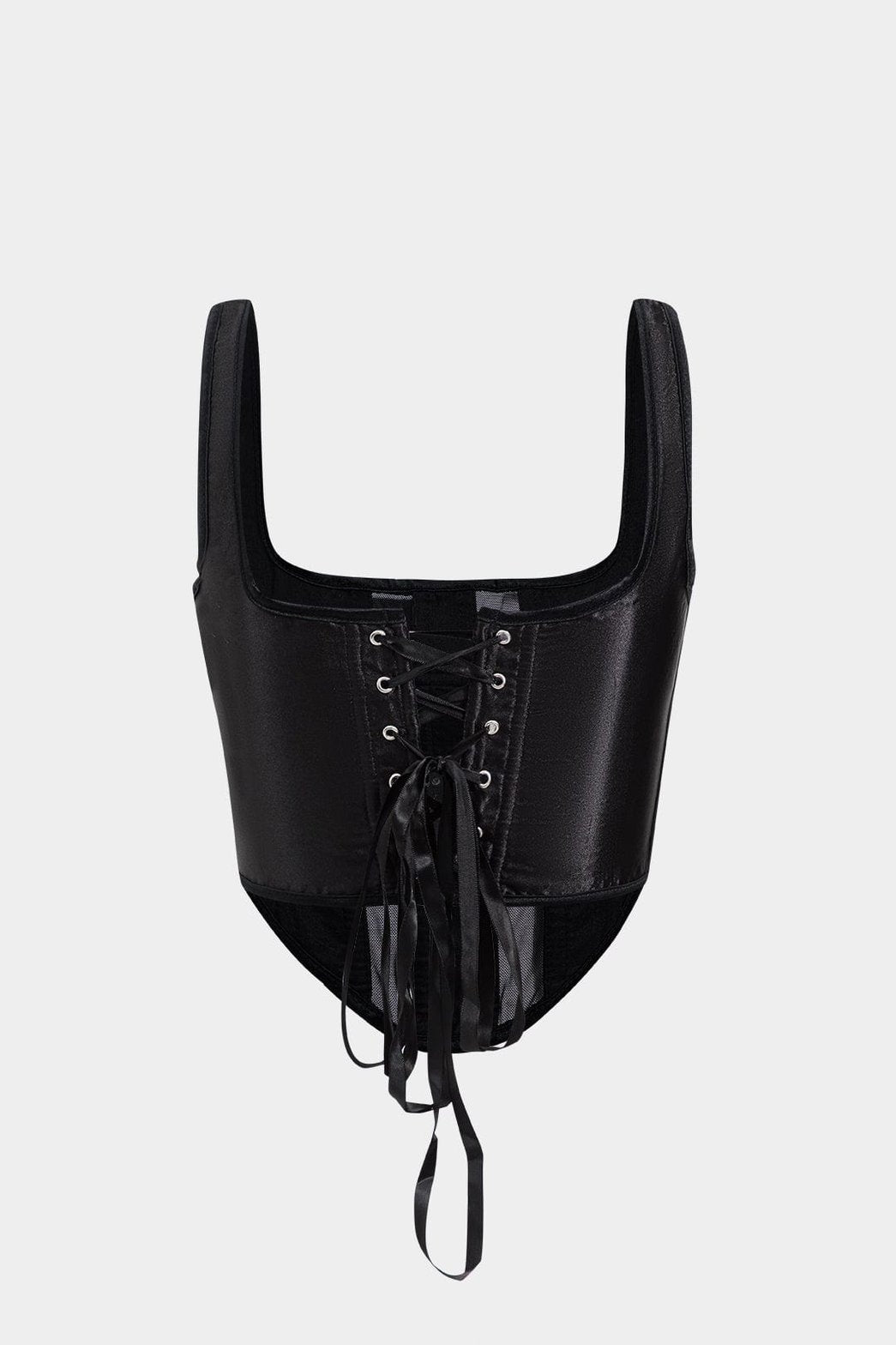 Top corset noir à bretelles vue de dos lune