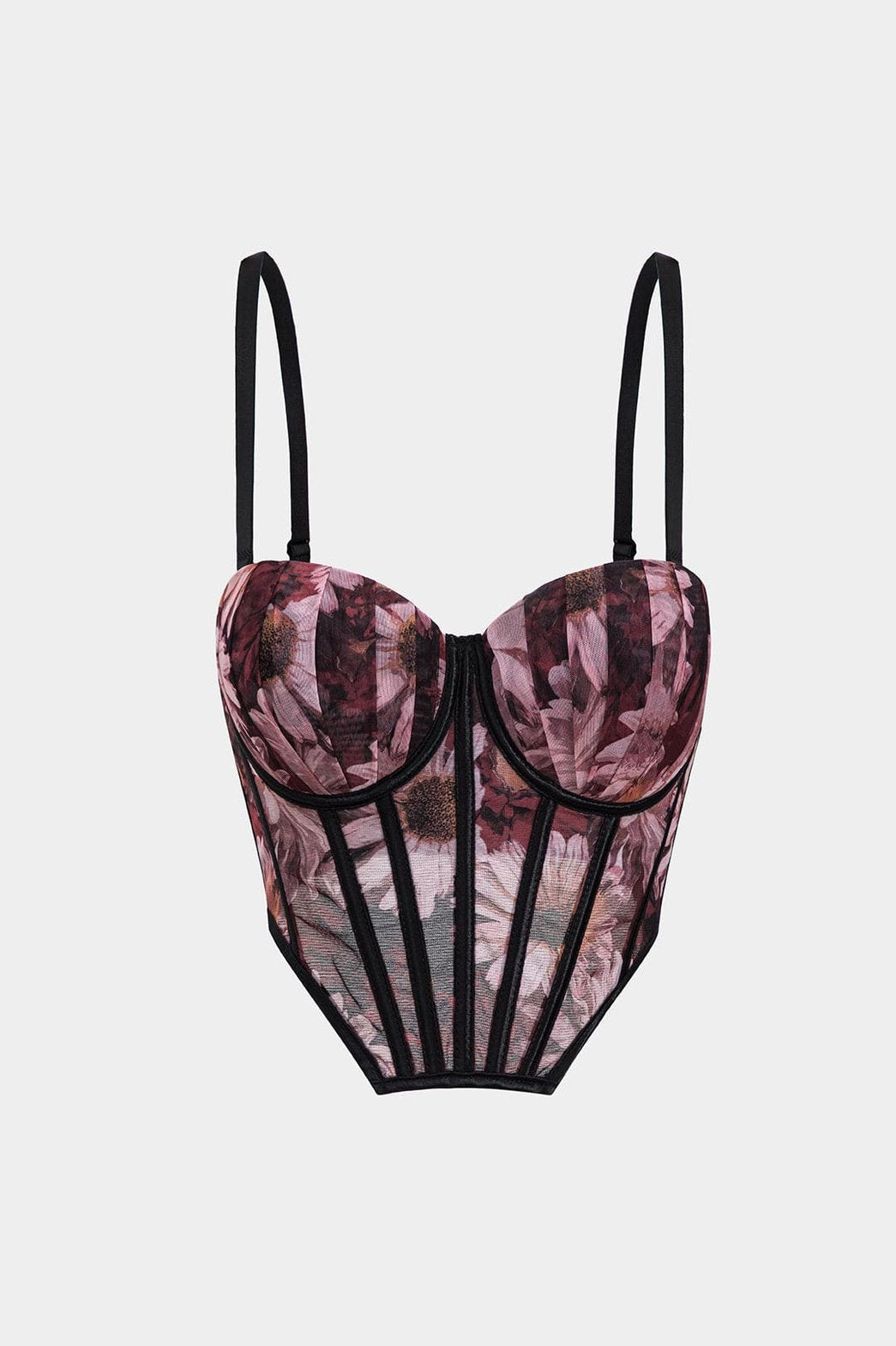Top corset mesh floral vue de face papillon