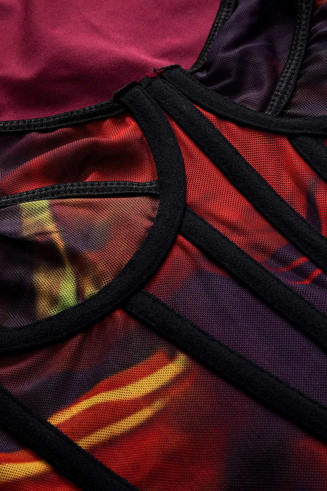 Top corset mesh imprimé multicolore vue détail lune