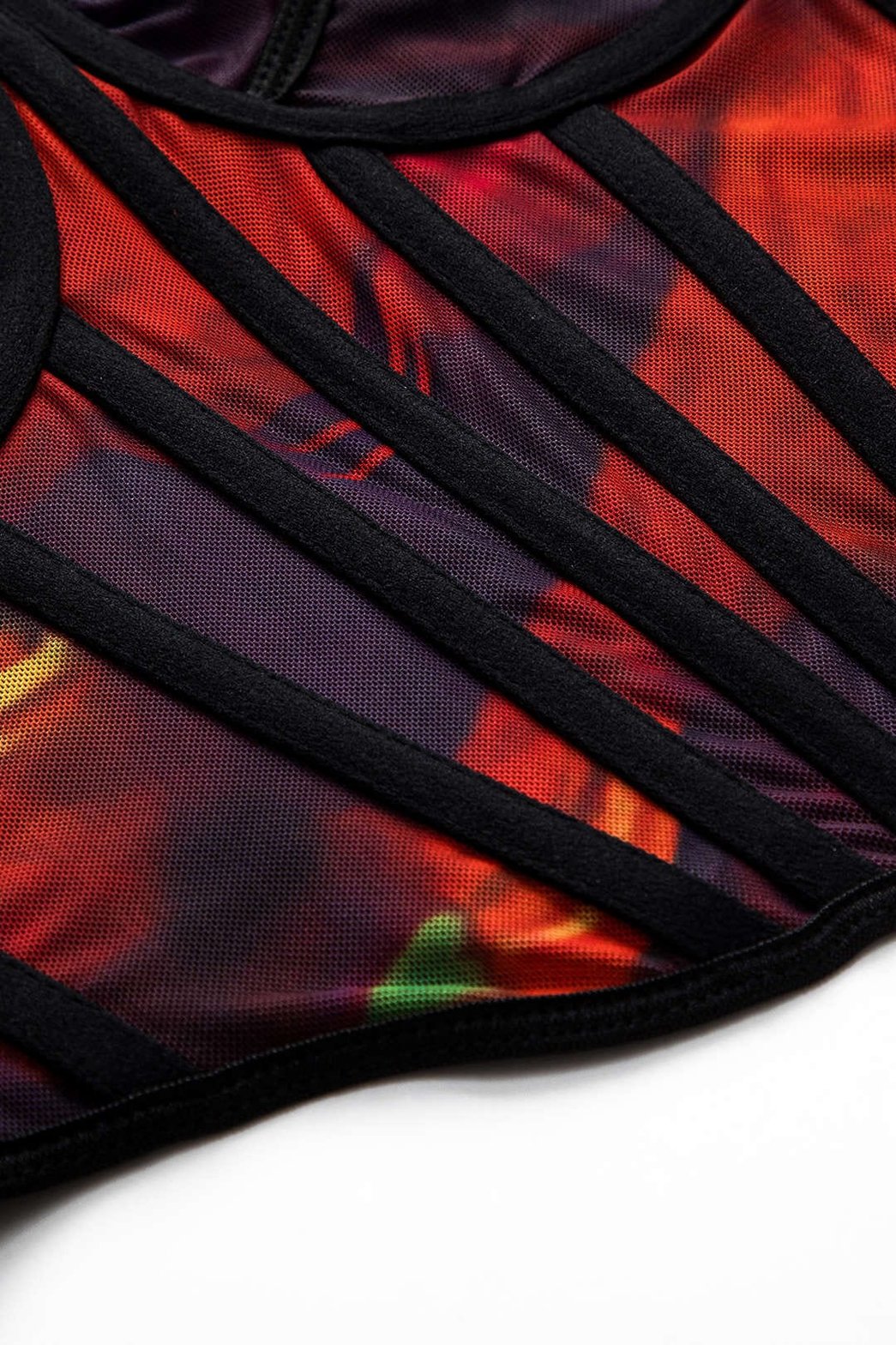 Top corset mesh imprimé multicolore vue côté étoile