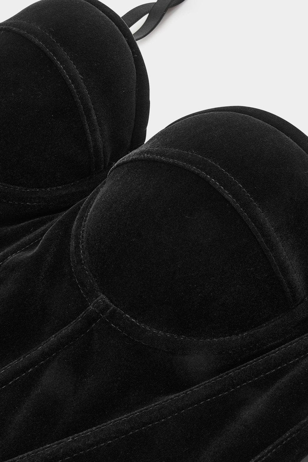 Top corset velours vert émeraude vue détail grâce