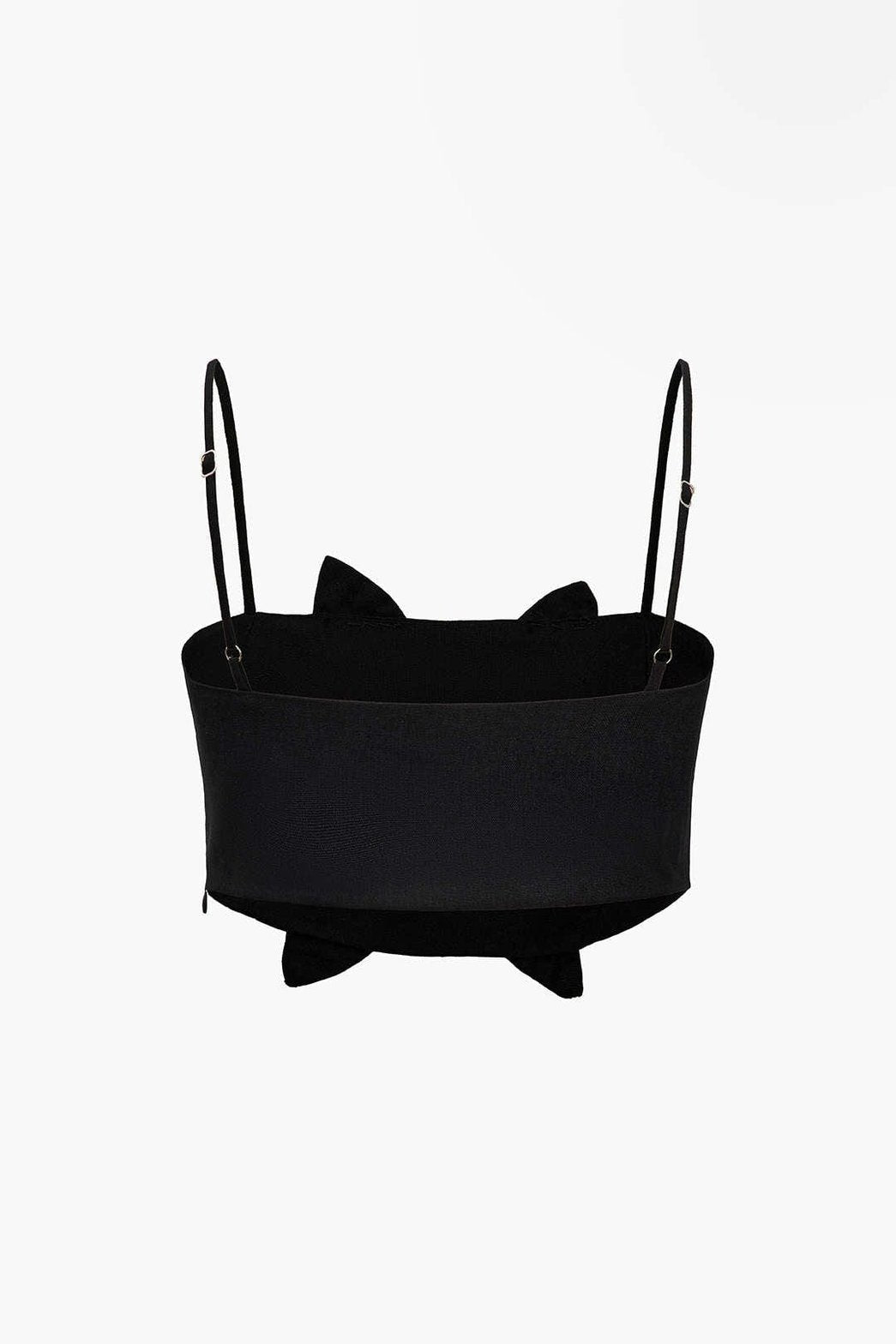 Top court noir avec motif floral doré étoile