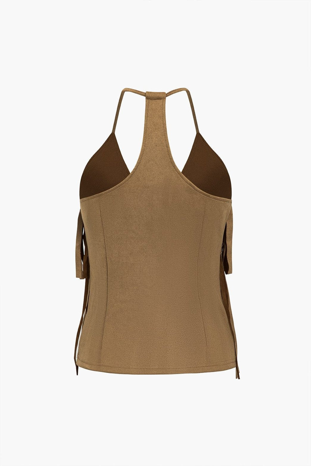 Top à franges suède camel porté étoile