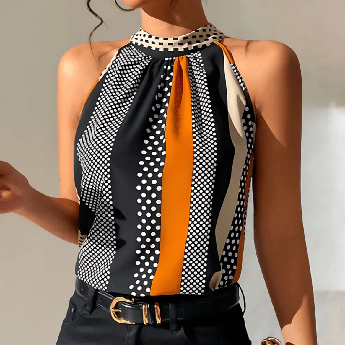 Top élégant motif géométrique soleil