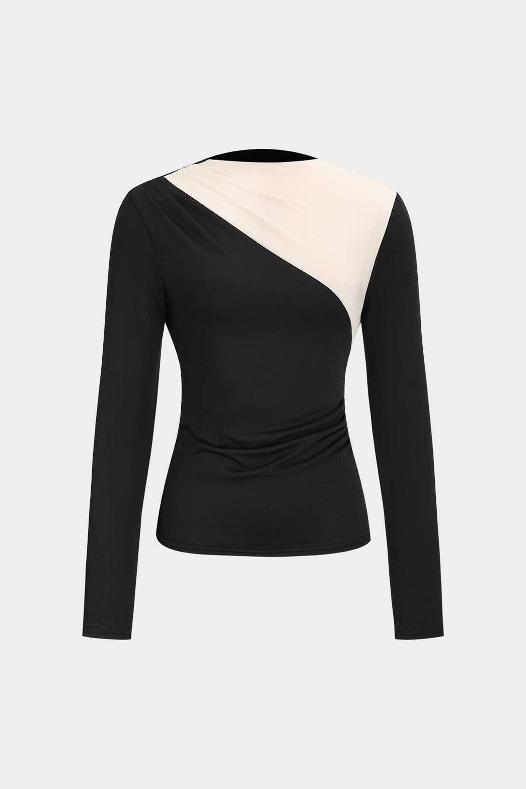 Top plissé noir et blanc élégant harmonie