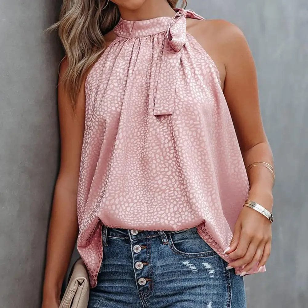 Top sans manches vert avec détail nœud velours