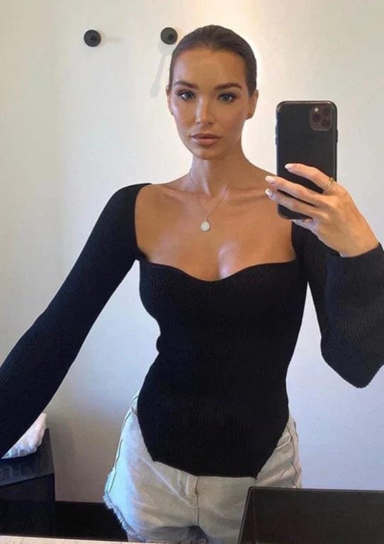 Top blanc col carré chic équilibre