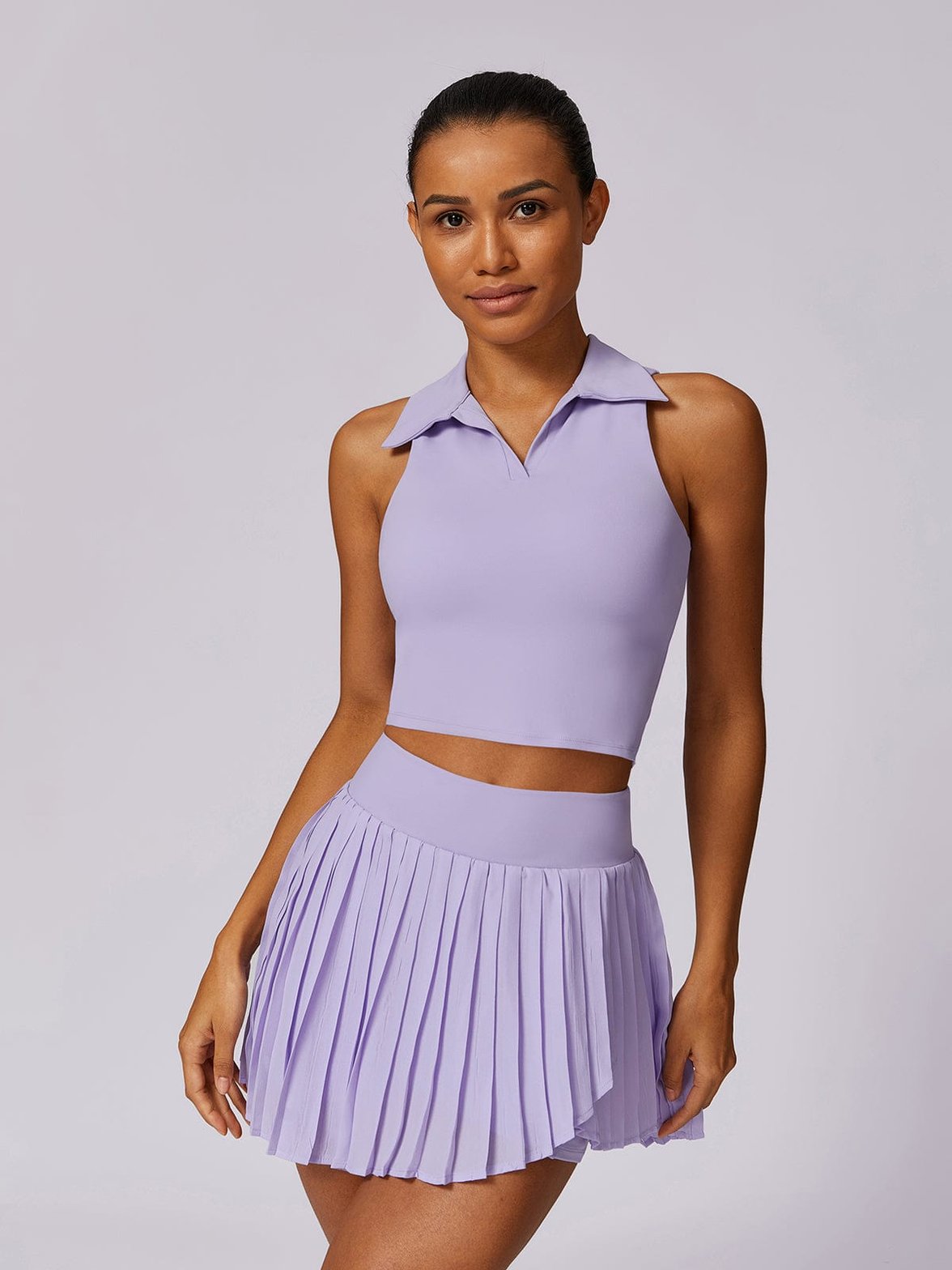 Top polo blanc maille extensible océan