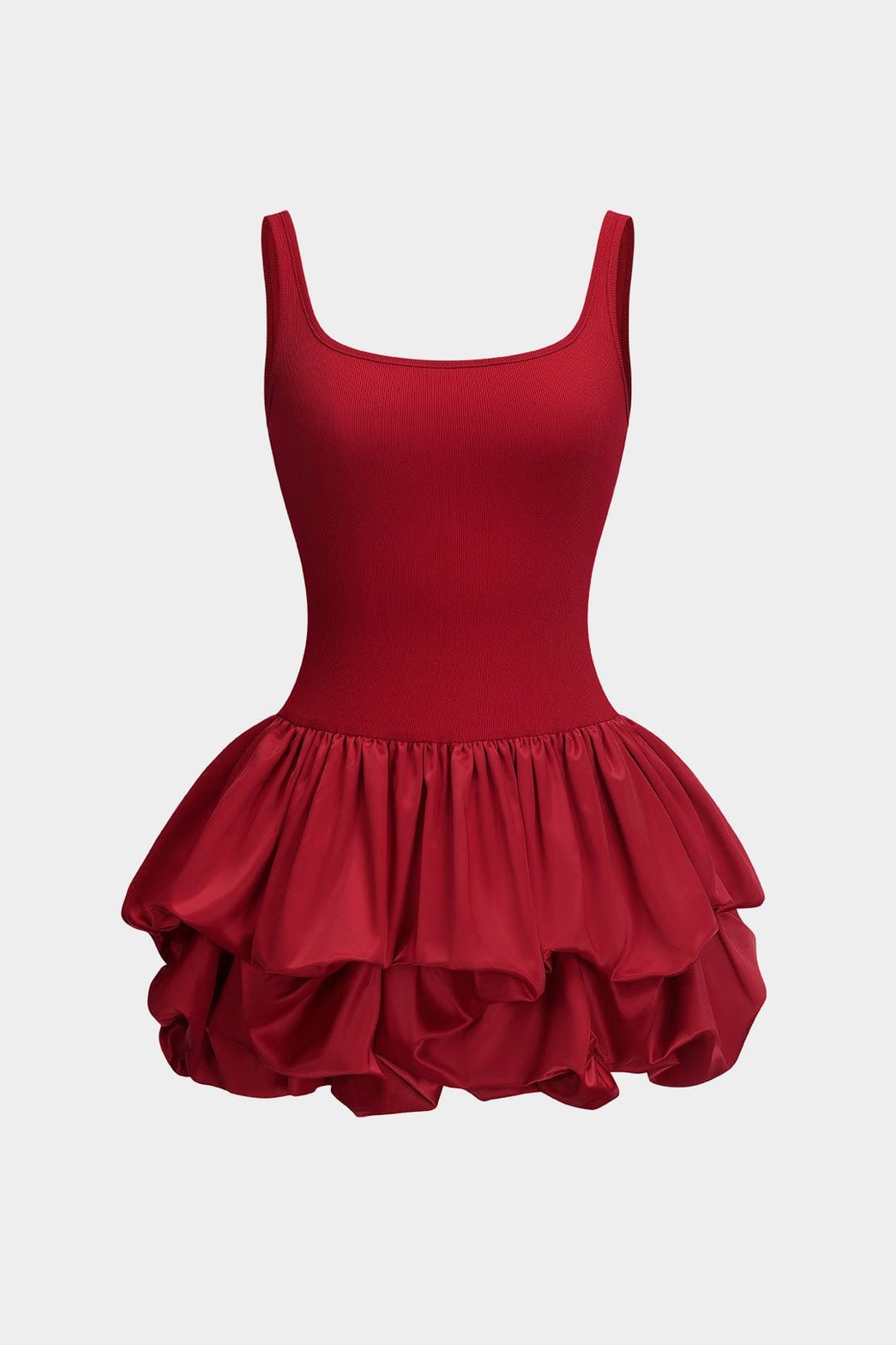 Top satin rouge dos nu élégant flocon