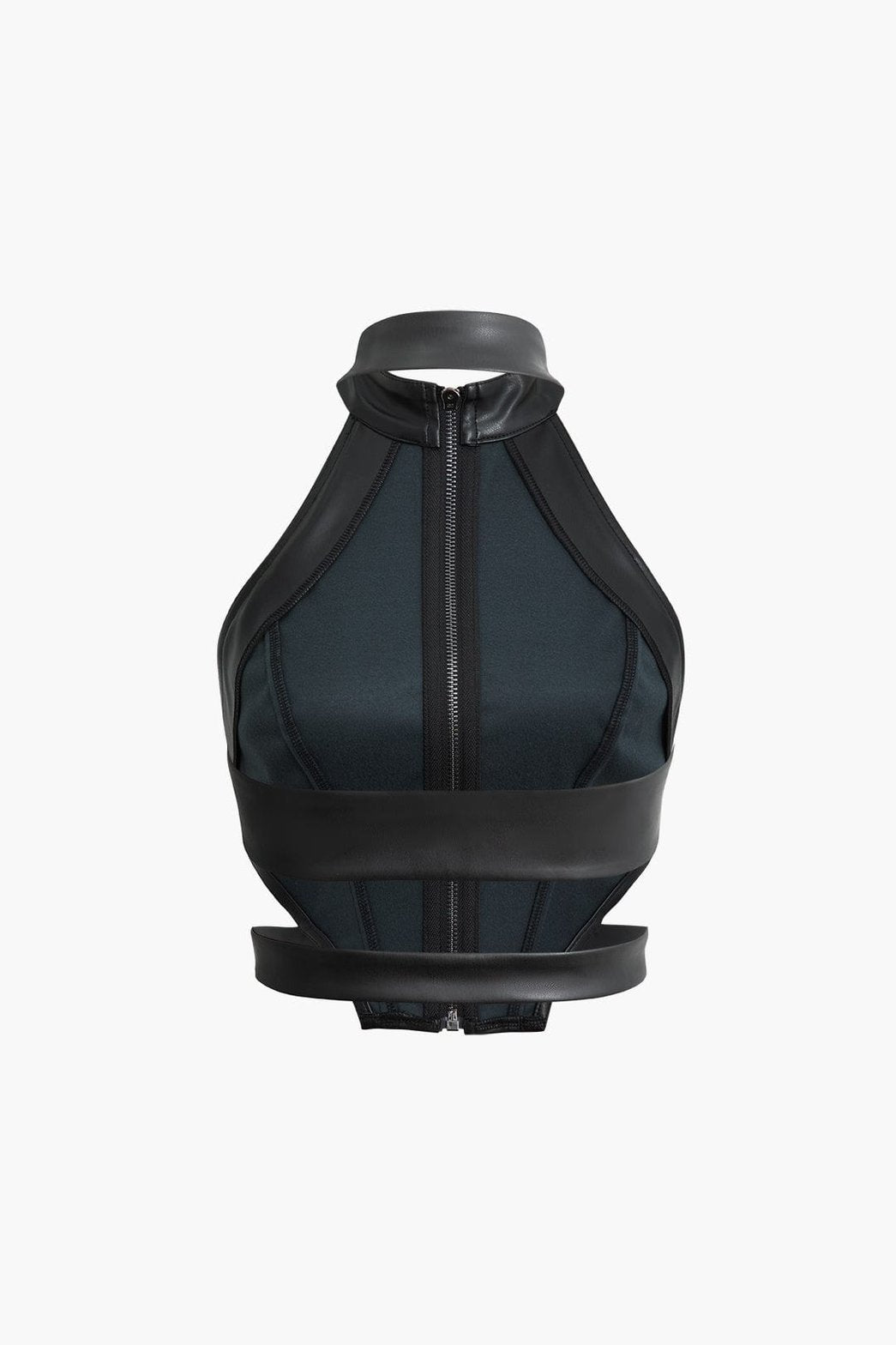 Top zippé en simili cuir vue de dos style