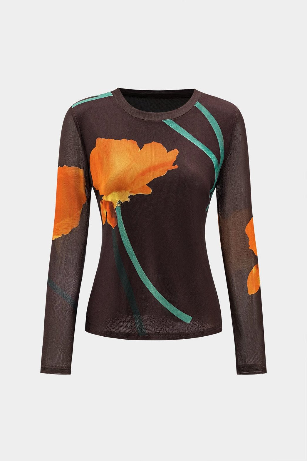 Top transparent fleuri vue de face soleil