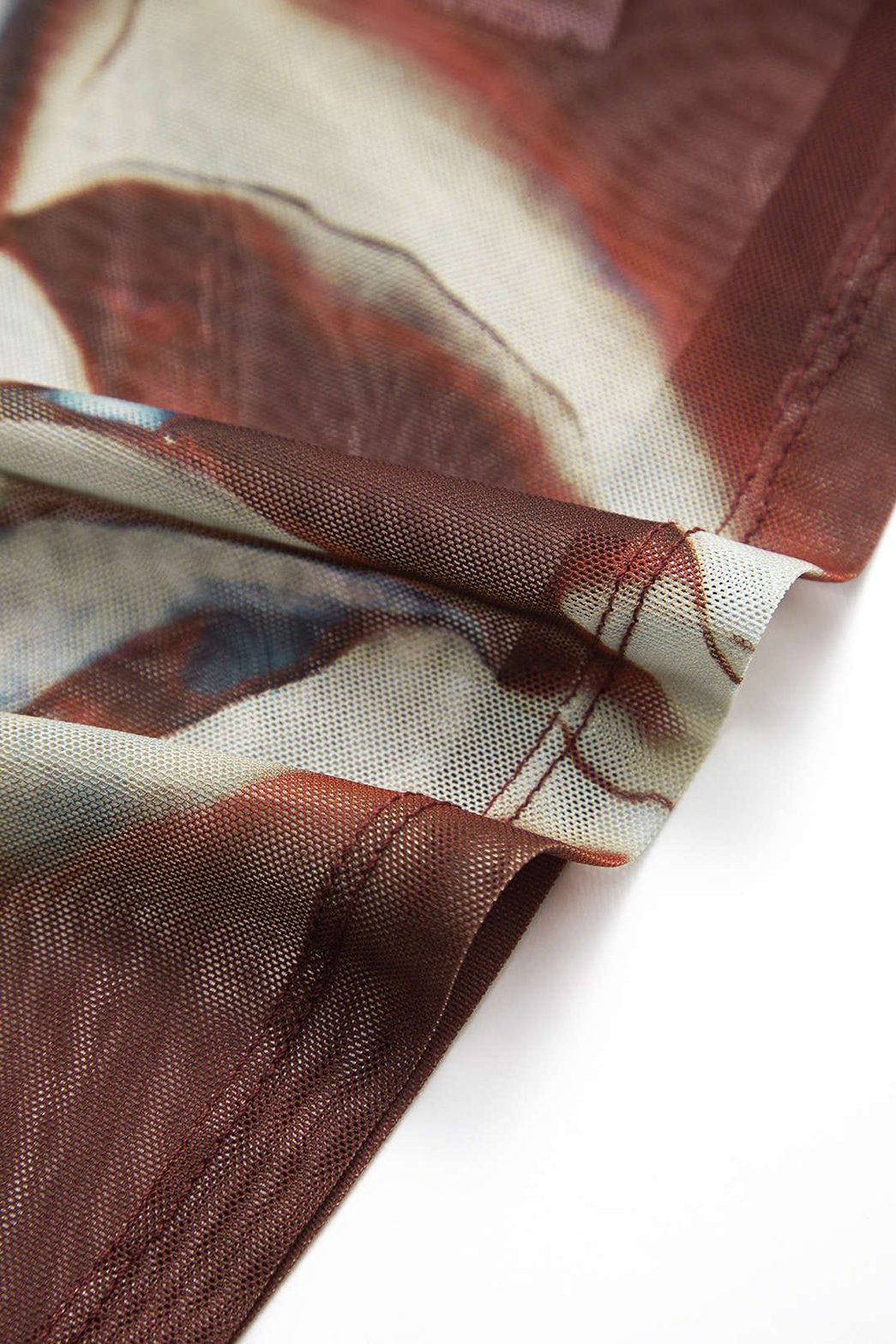 Top transparent bordeaux motif floral vue complète - Délicatesse