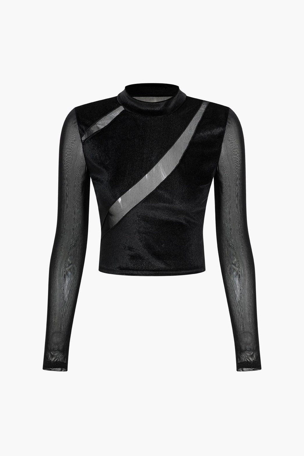 Top velours transparent noir avec design mesh étoile