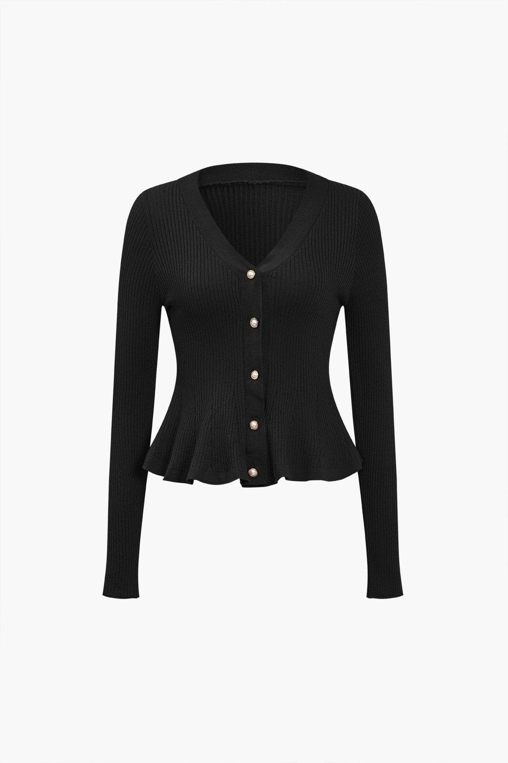 Top rouge côtelé avec volants feuille