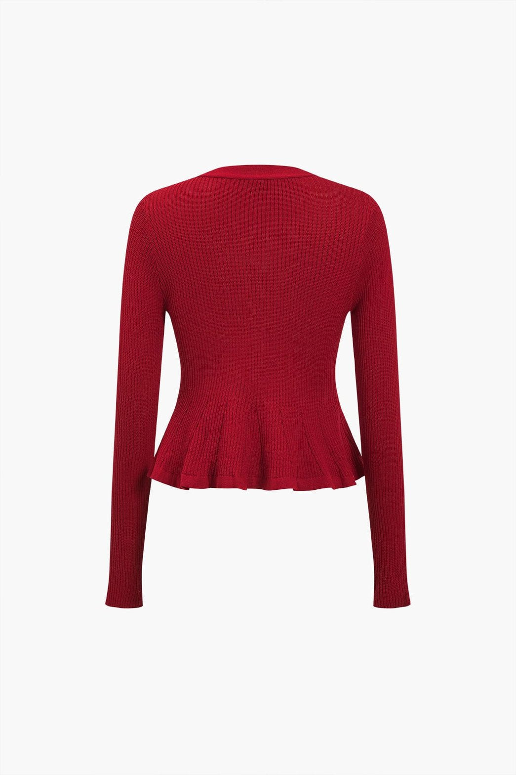 Top rouge côtelé avec volants pluie