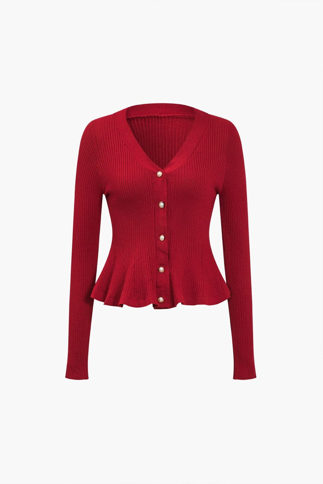 Top rouge côtelé avec volants nuage