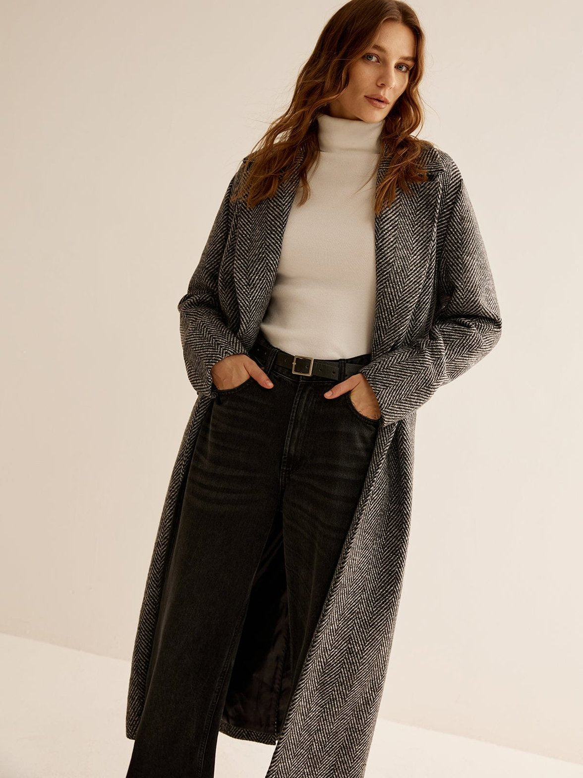 Trench-coat long détail poches style