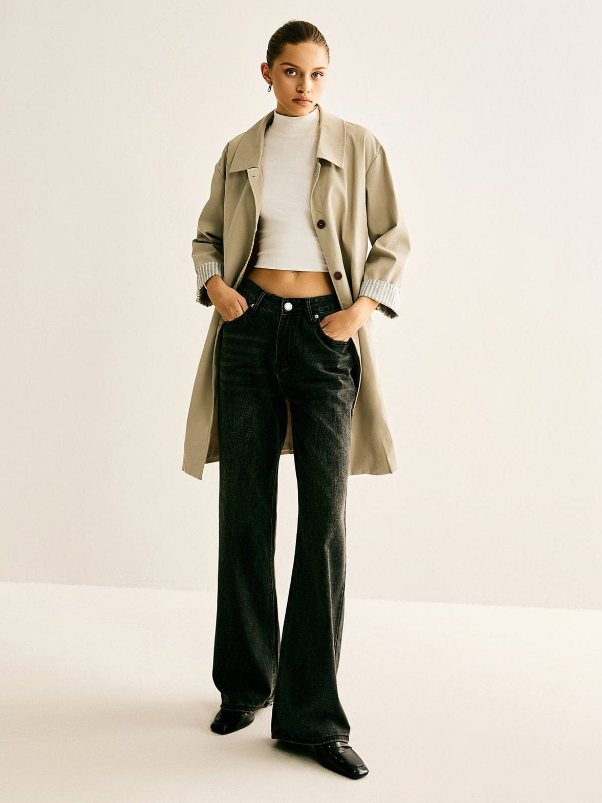 Trench beige vue latérale - harmonie