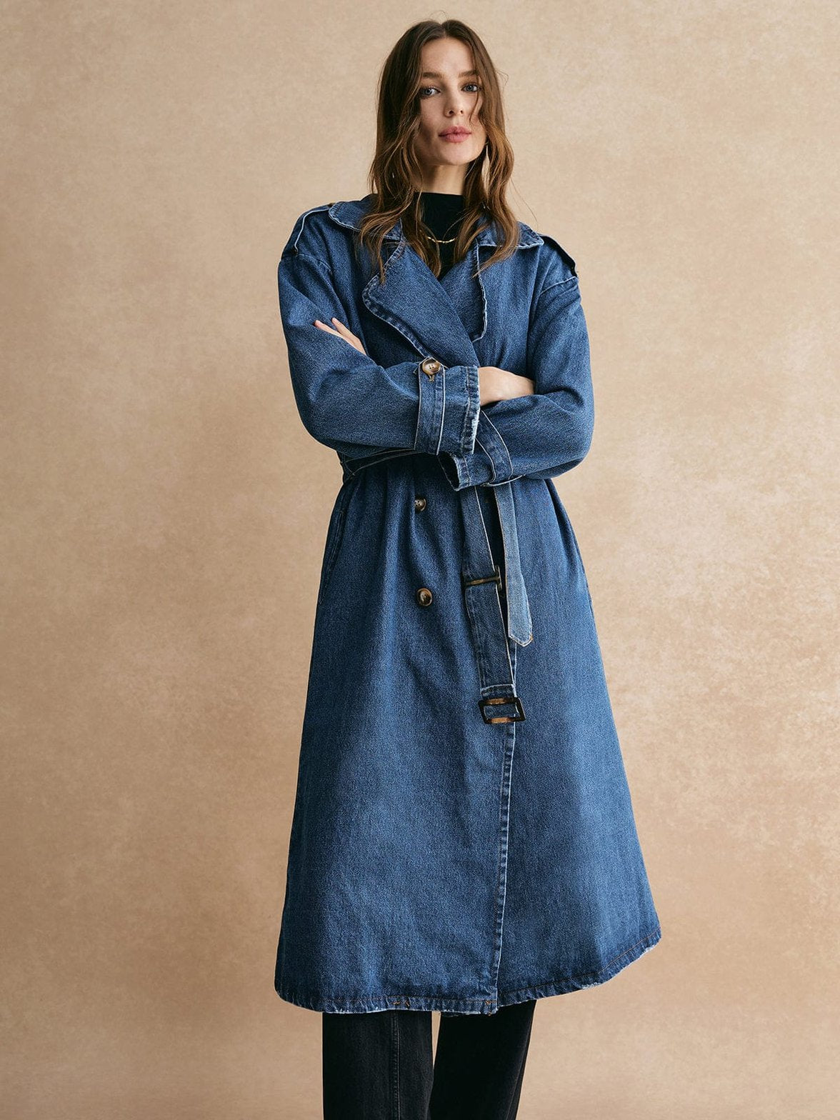 Détail manche trench denim stylé