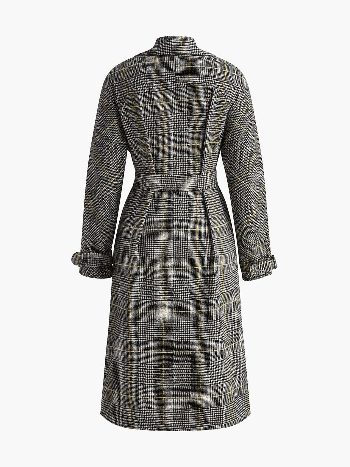 Trench pied-de-poule ceinturé vue de côté élégance