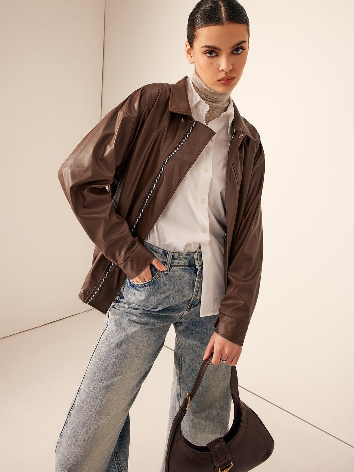 Veste biker style rétro décontractée swing