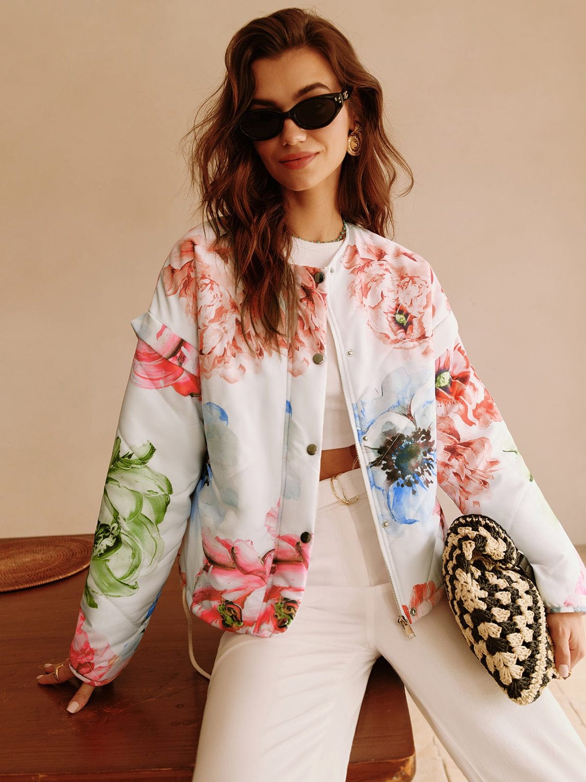 Veste élégante imprimé floral doux