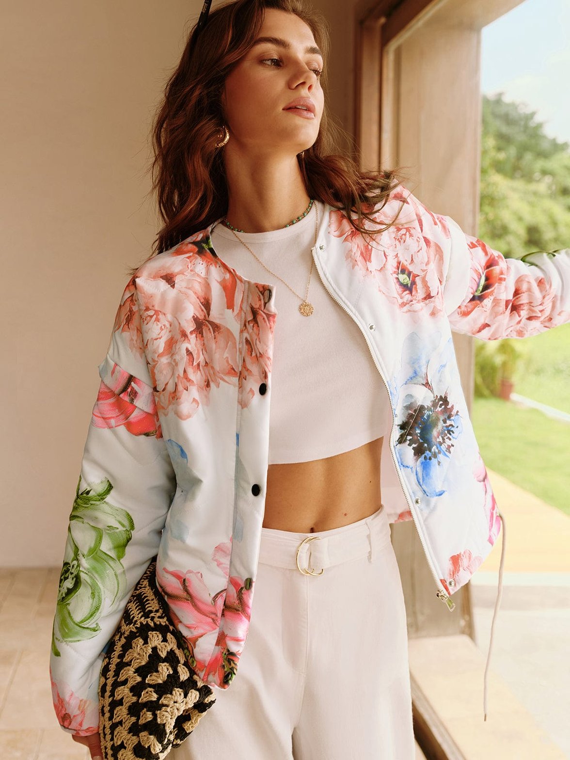 Veste imprimée florale style romantique soleil
