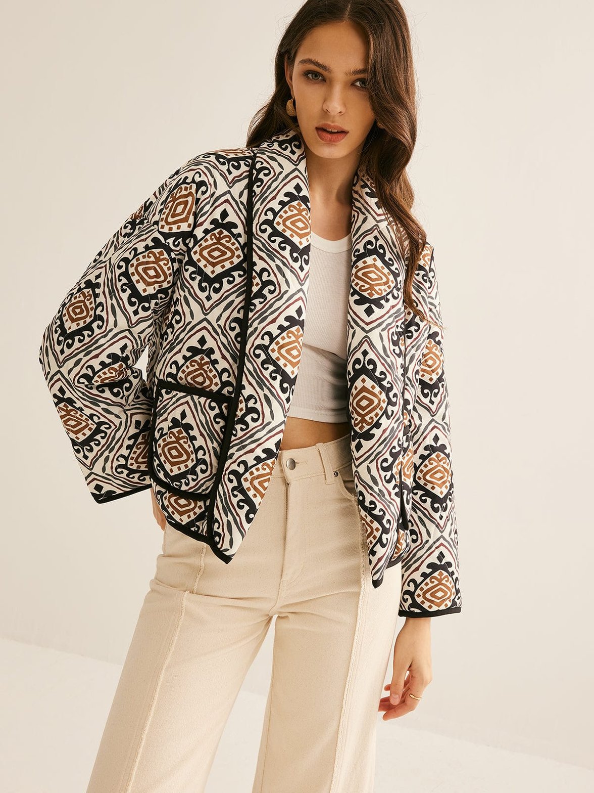 Veste bohème imprimée style tribal lune