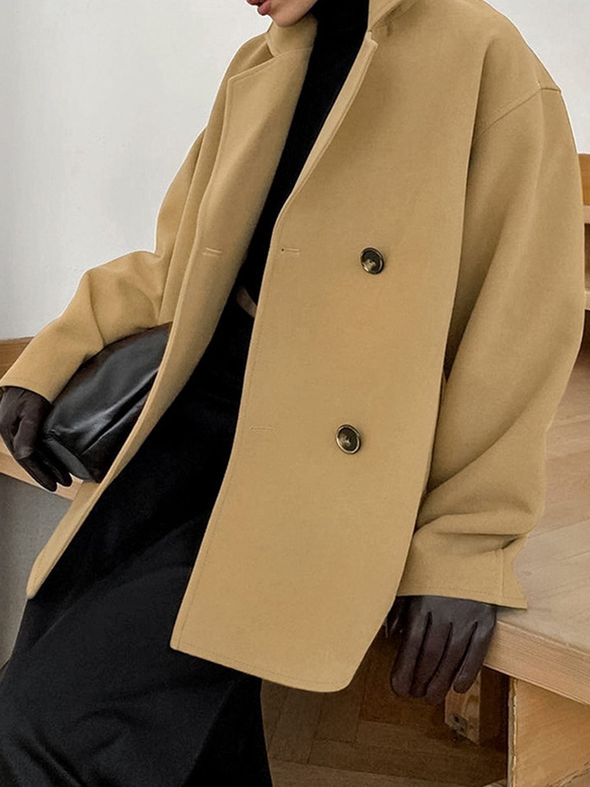 Veste oversize beige détail des coutures douceur