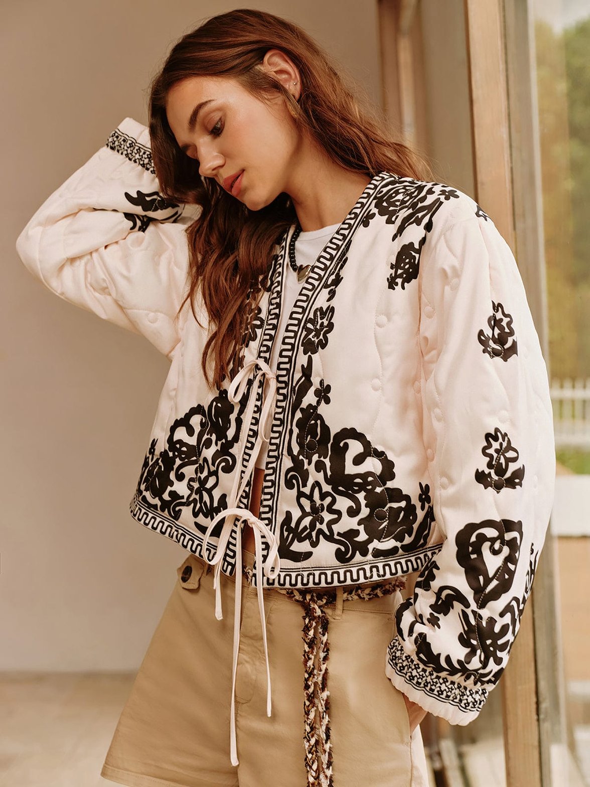 Veste style bohème lacets décoratifs nuage