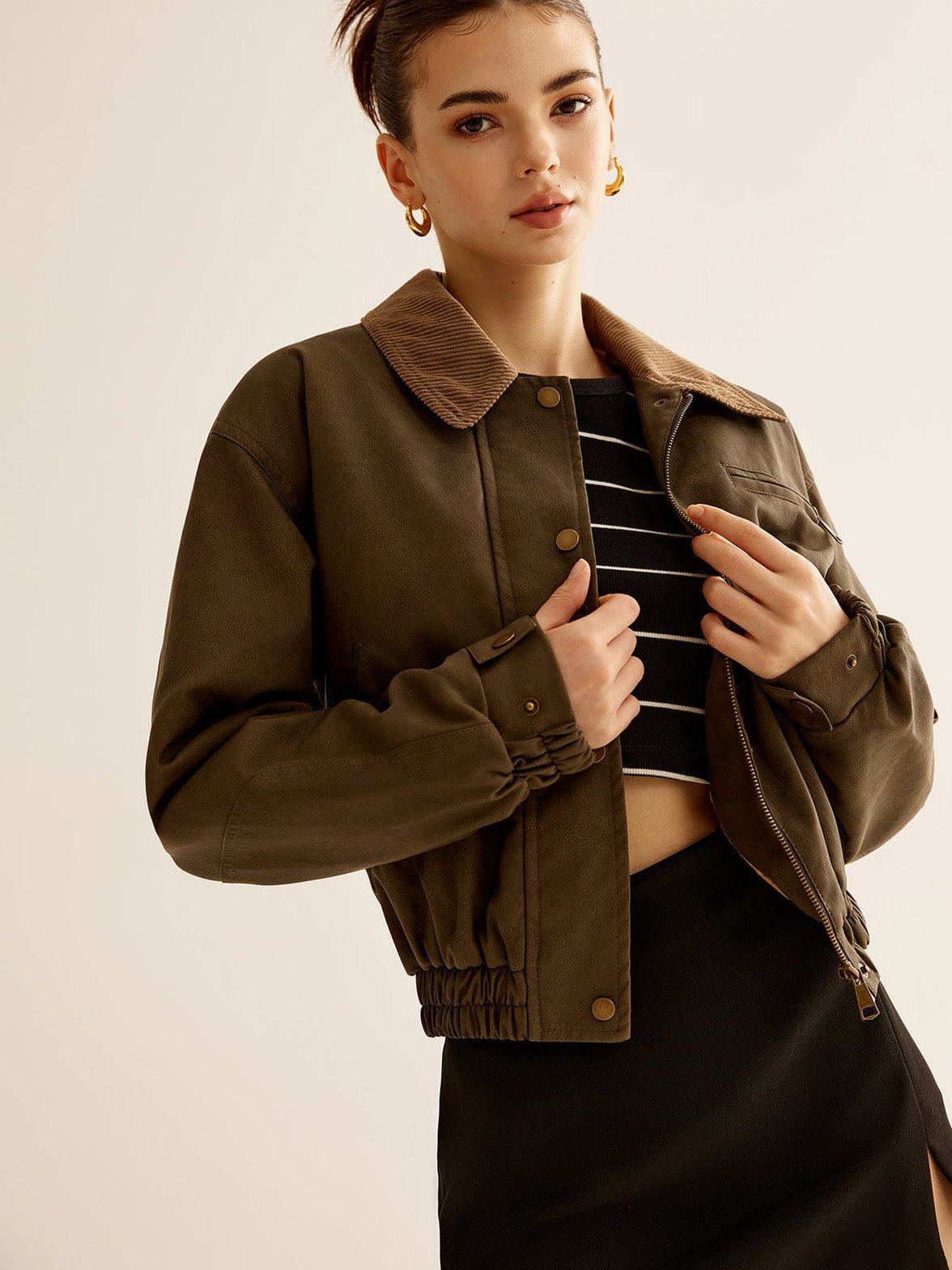 Veste tendance col velours casual