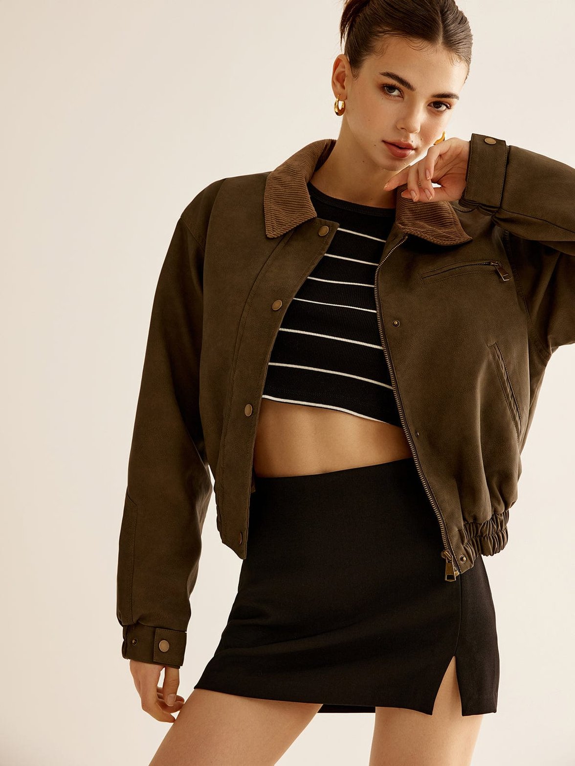 Veste style bomber col velours élégant