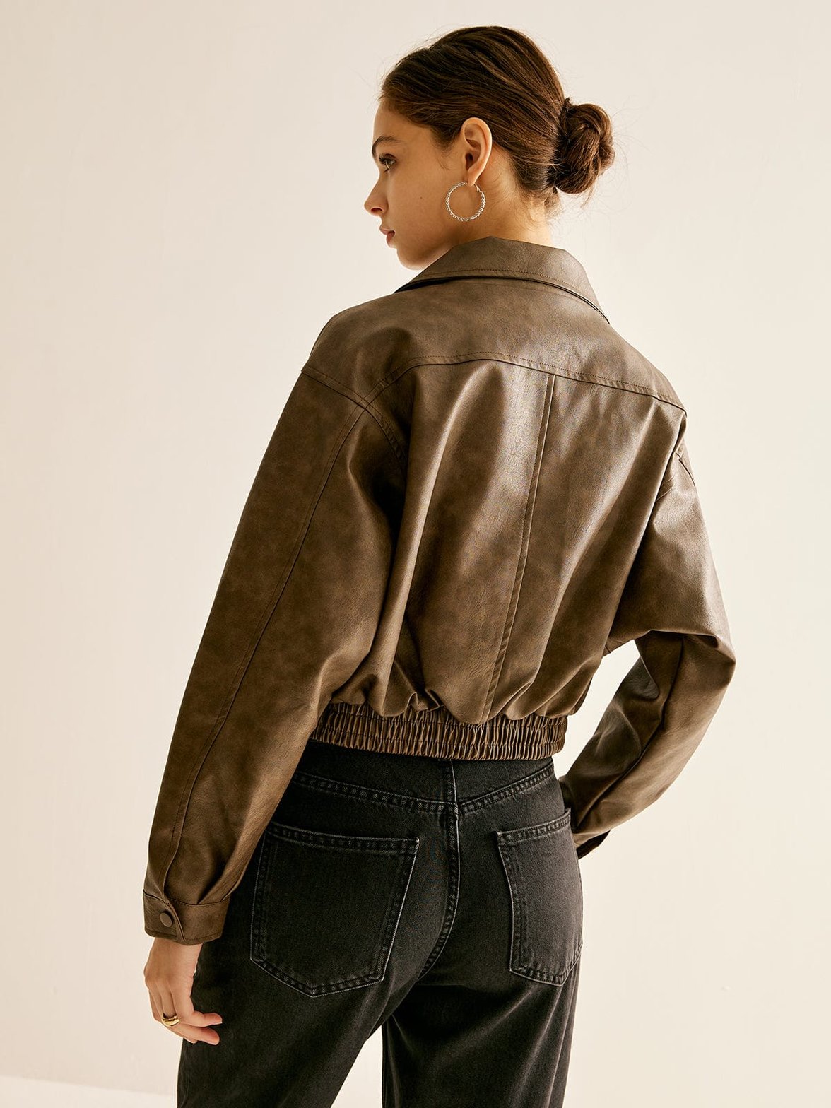 Veste style cuir décontractée lune