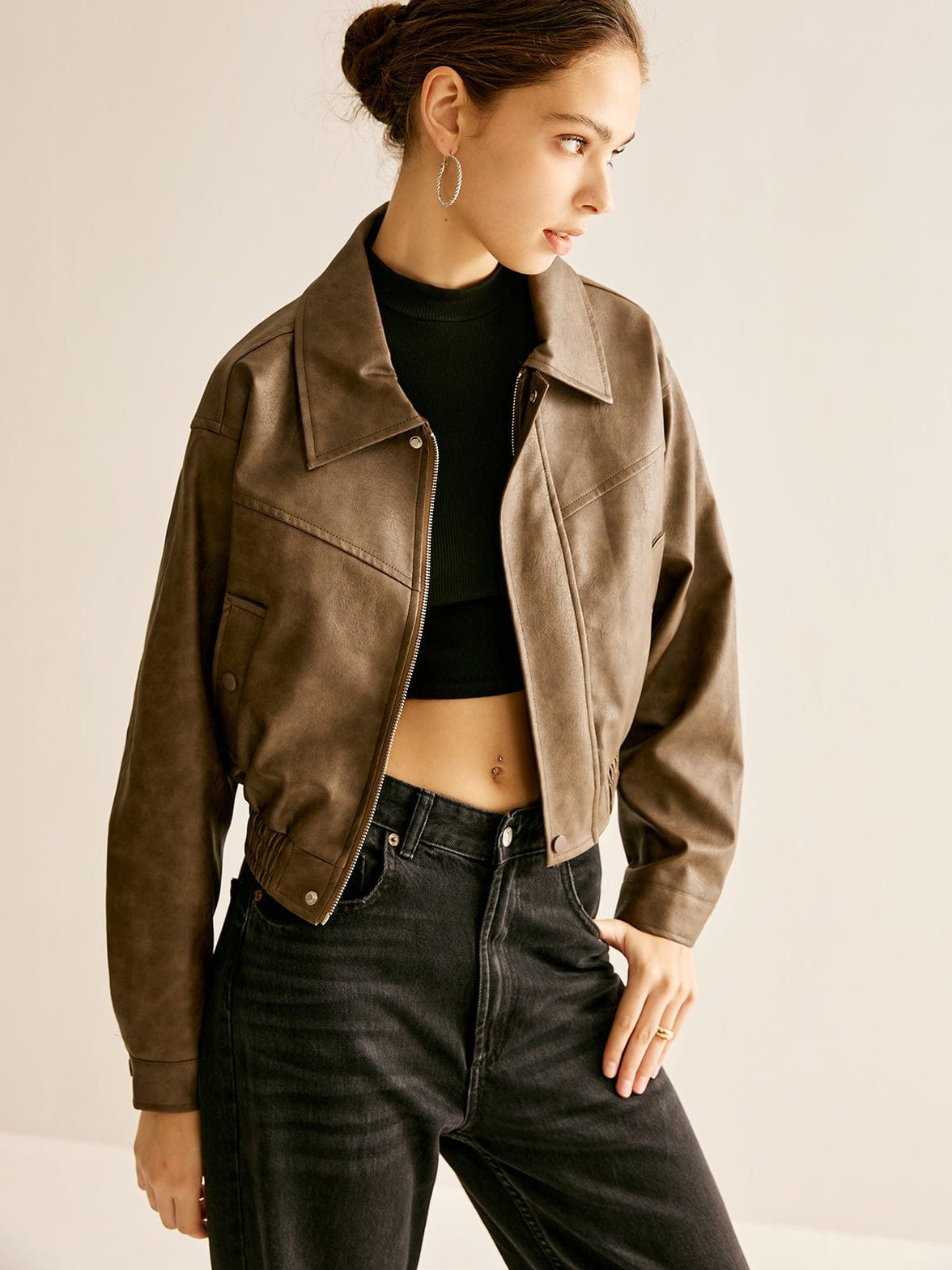 Veste similicuir casual nuage