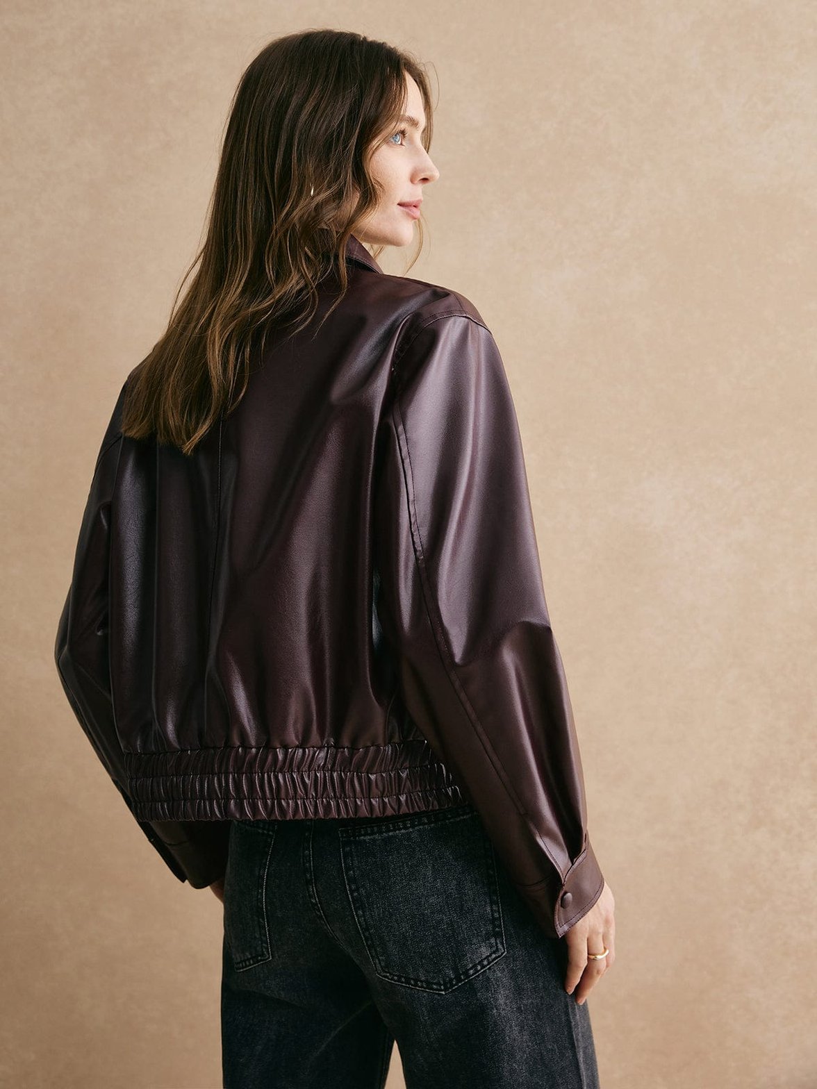 Veste courte simili cuir détails zip dream