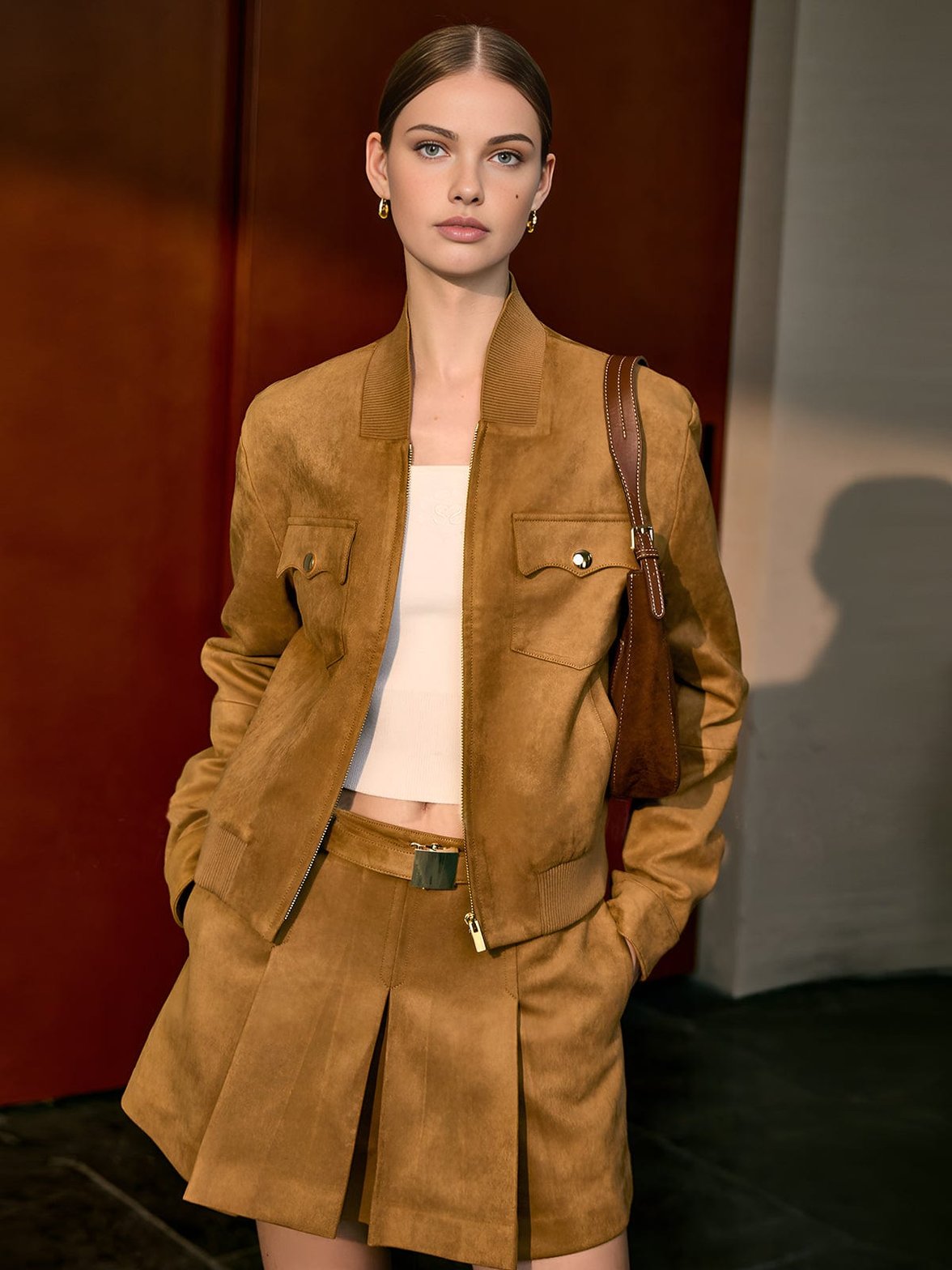 Veste courte casual détail poches grâce