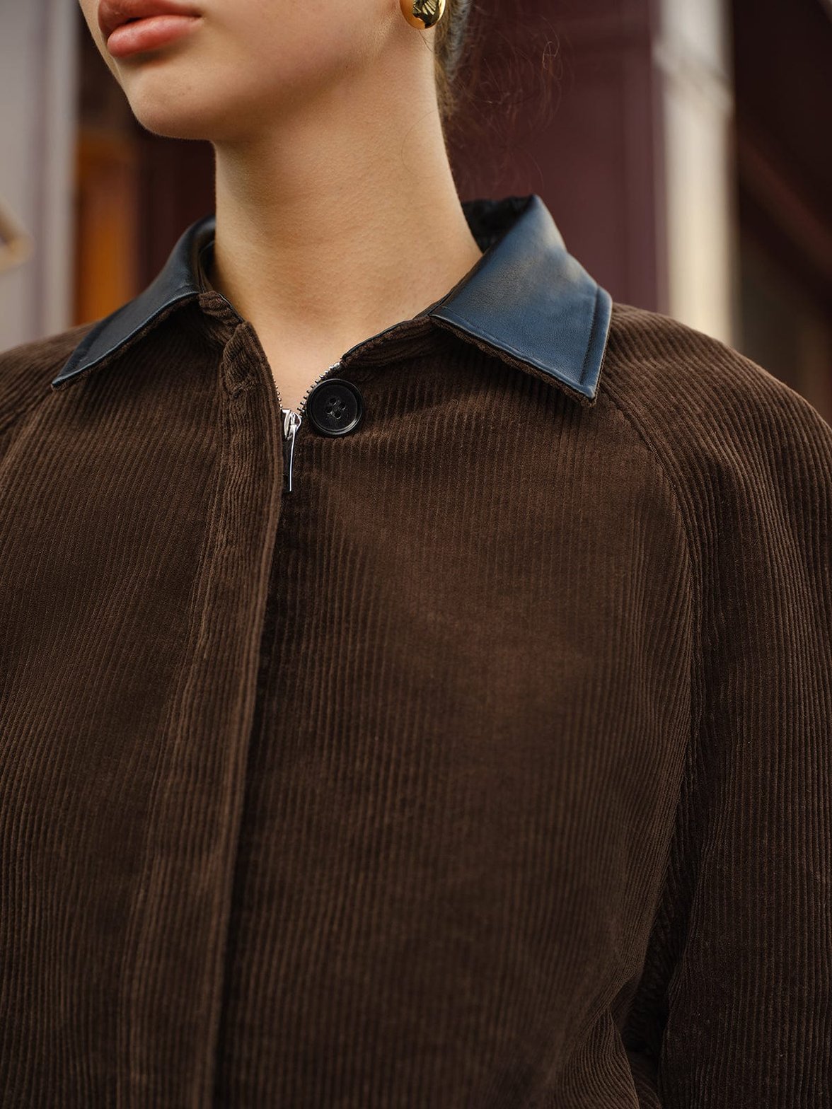 Veste velours côtelé marron style charme