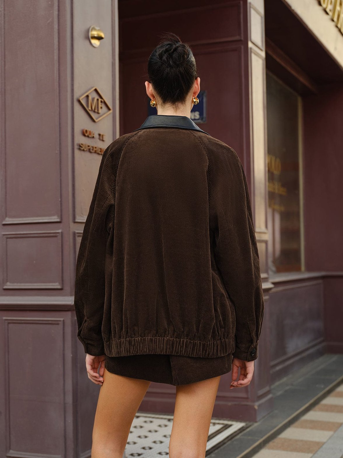 Veste velours côtelé marron confort fraîcheur