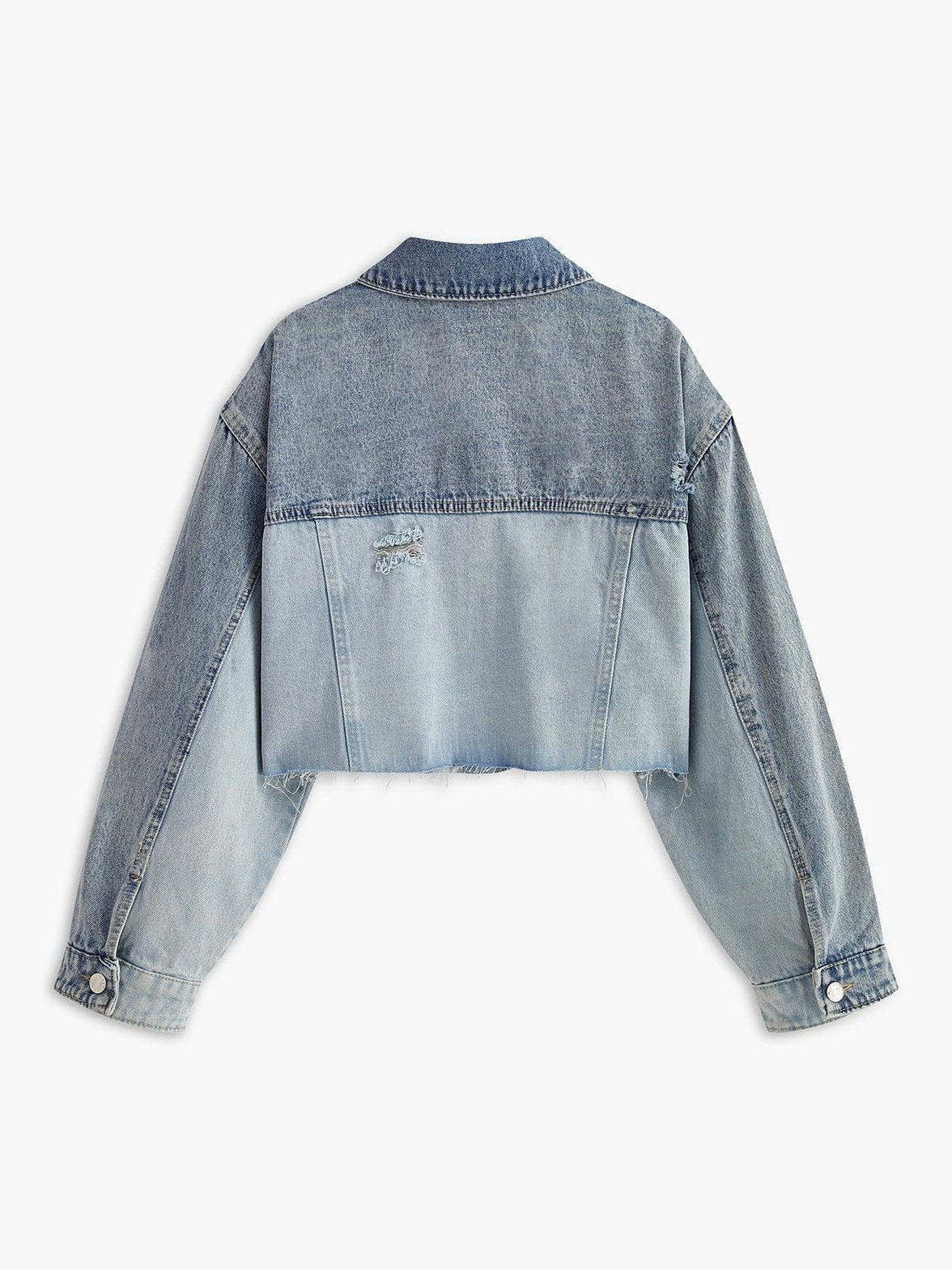 Veste en denim bicolore vue de dos rayon