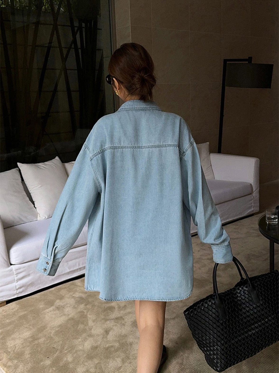 Veste denim coupe décontractée brise