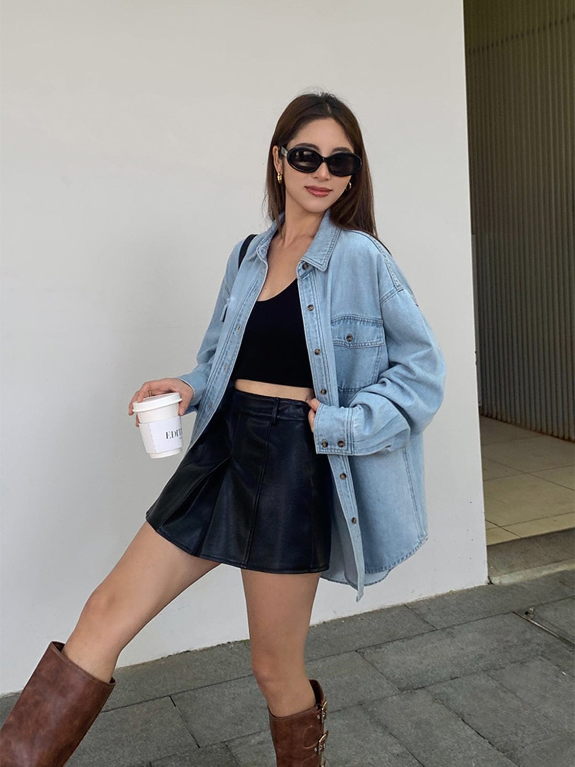 Veste en jean style décontracté rosée