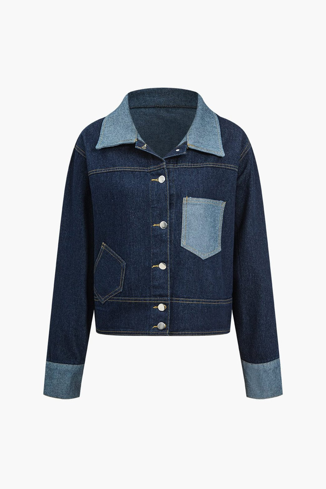 Veste en jean patchwork vue de face papillon
