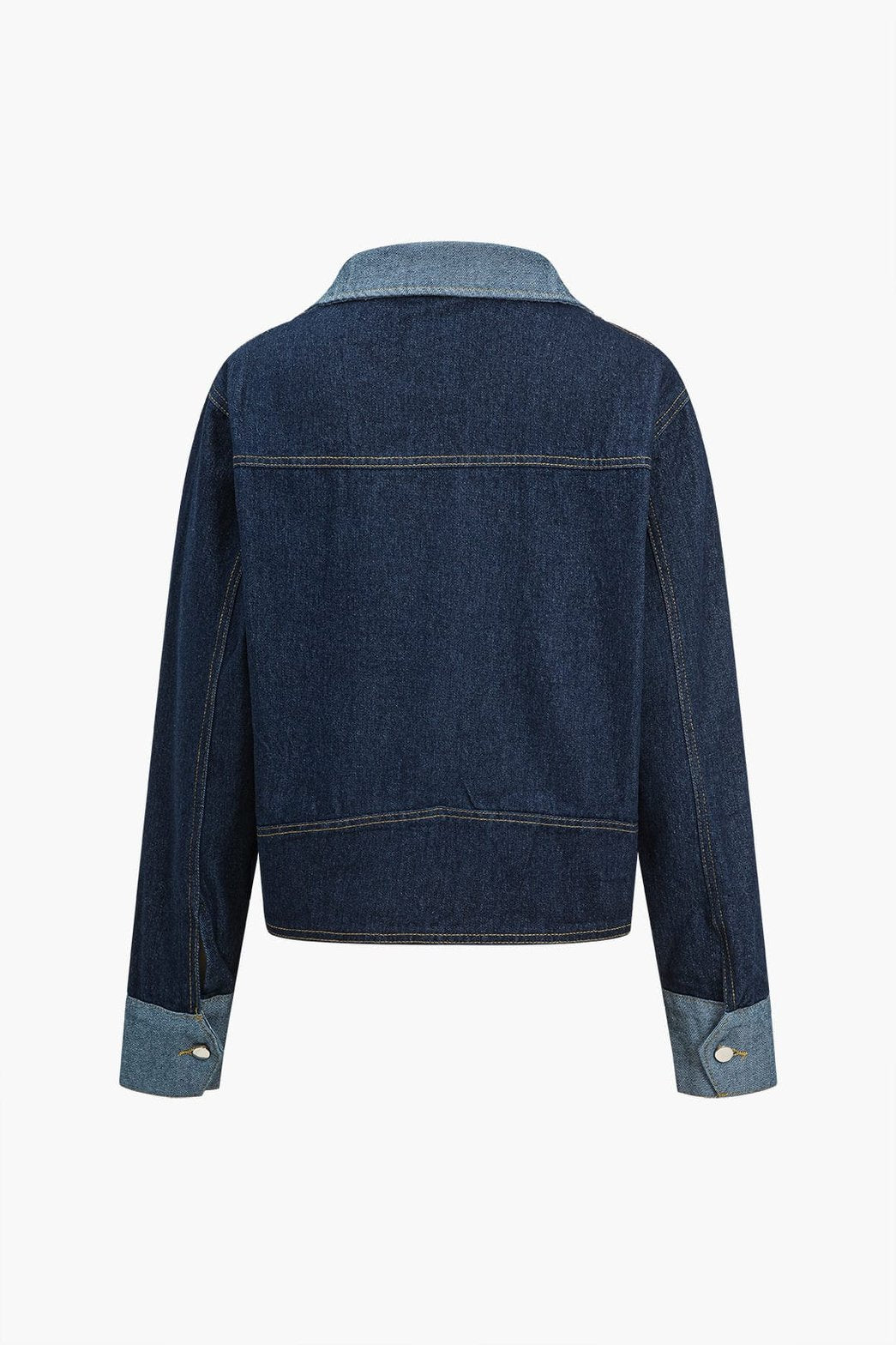 Veste en jean patchwork vue de dos soleil