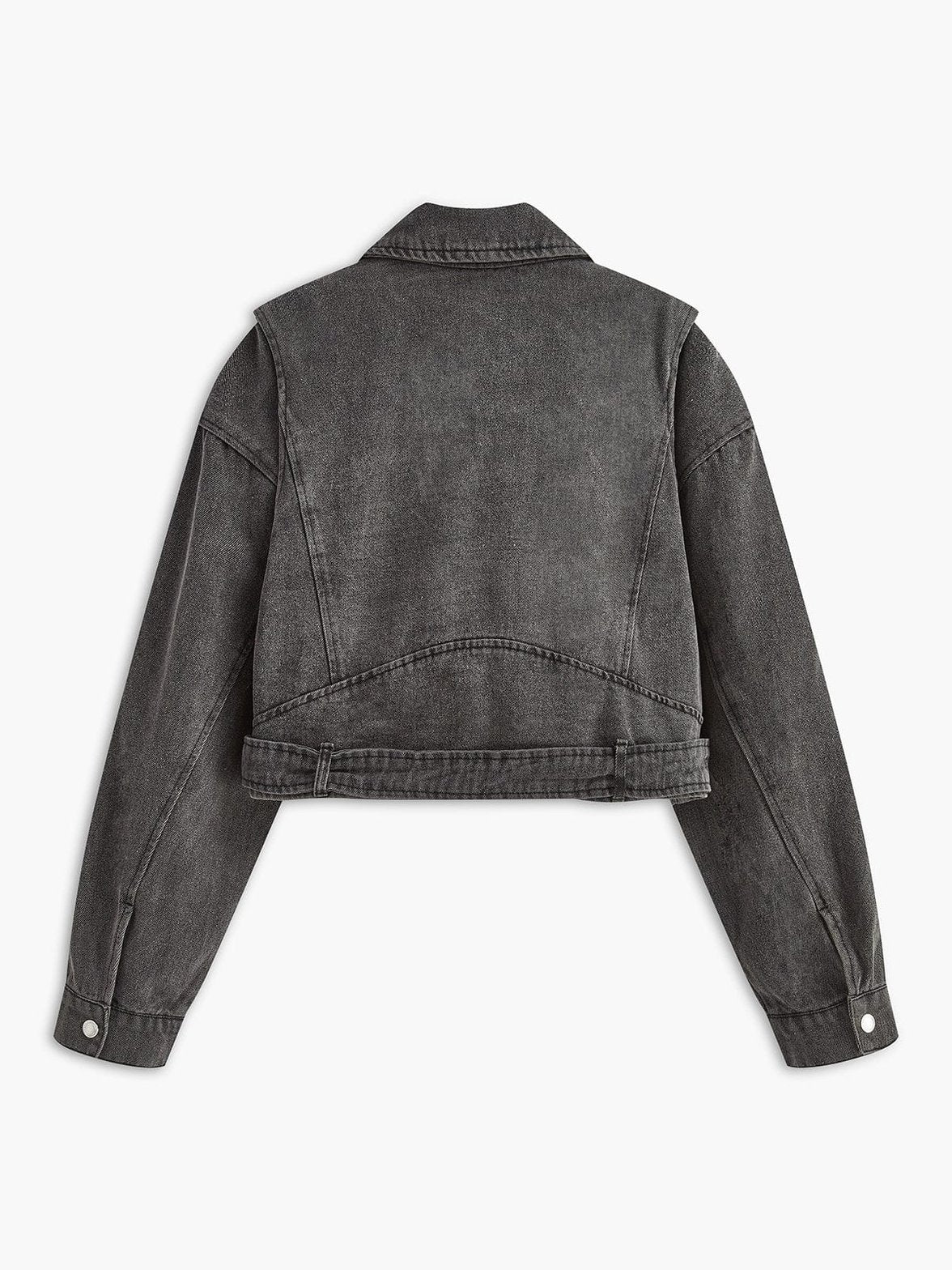 Veste en jean vintage grise zippée vue de dos étoile