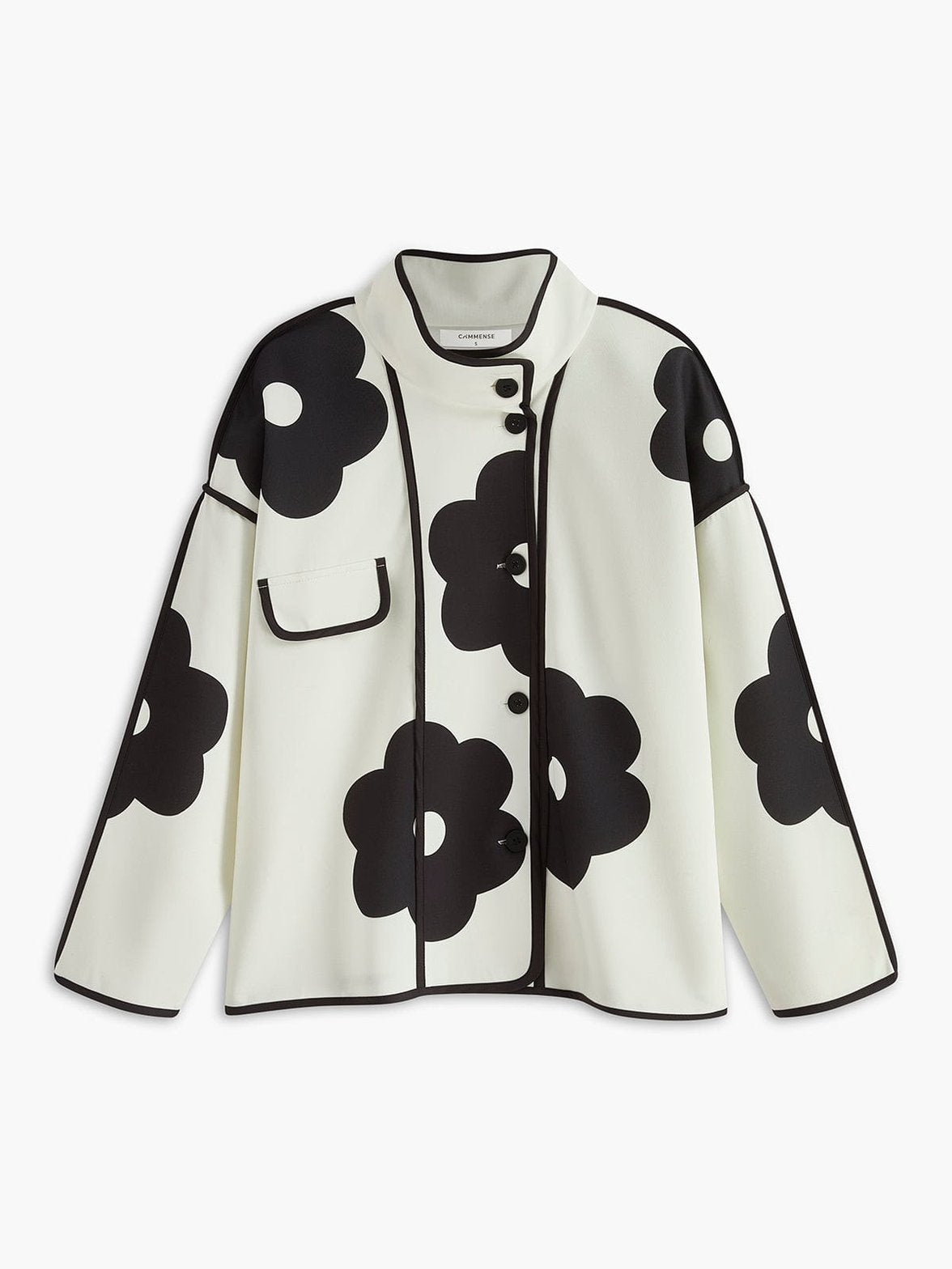 Veste fleurie motif contrasté blanc et noir douceur